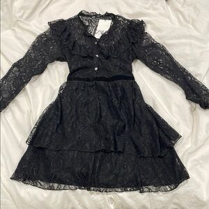 Zara Black Lace Ruffle Dress